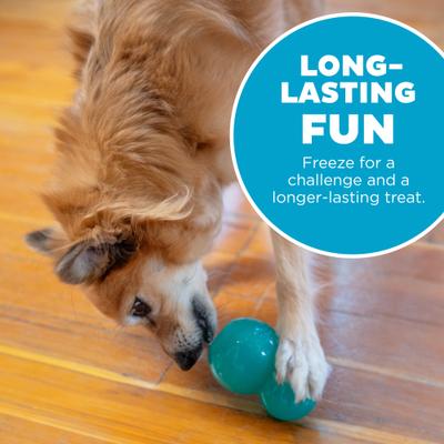 Show full view: Outward Hound Double-Tuff Treat Dispensing Ball Dog Toy, Blue, Medium slide 5 of 10