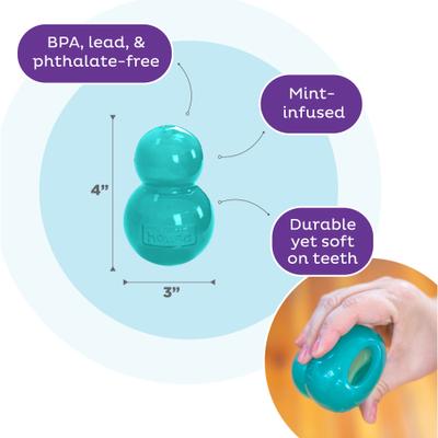 Show full view: Outward Hound Double-Tuff Treat Dispensing Ball Dog Toy, Blue, Medium slide 3 of 10