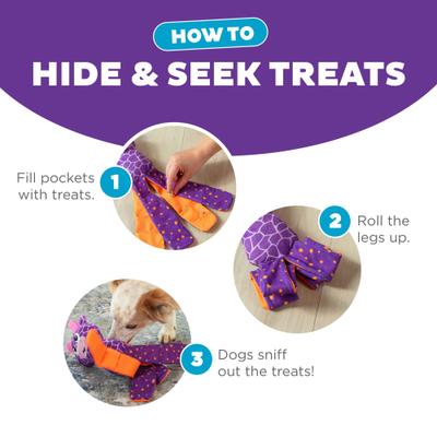 Show full view: Nina Ottosson by Outward Hound Giraffe Silly Legz Interactive Plush Puzzle Dog Toy, Purple slide 4 of 9