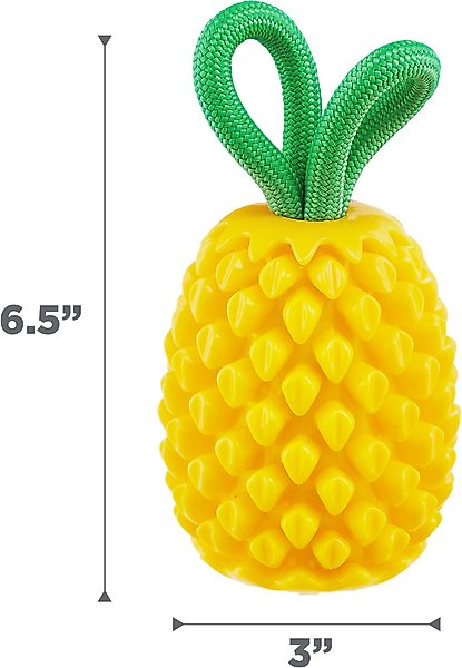 Show full view: Outward Hound Dental Pineapple 2-in-1 Interactive Dog Chew & Treat Dispensing Toy, Medium, Yellow slide 7 of 10