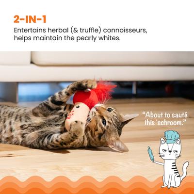 Show full view: Catstages A Really Fungi Mushroom Themed Funny Stuffed Kicker Plush & Dental Cat Toy with Catnip slide 2 of 9