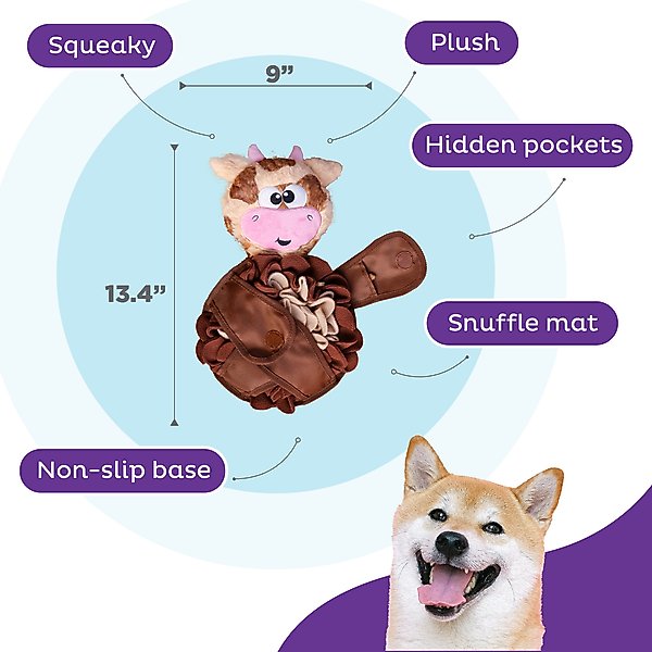 Show full view: Nina Ottosson by Outward Hound Snuffle Palz Interactive Plush Puzzle & Snuffle Mat Dog Toy, Cow slide 3 of 9