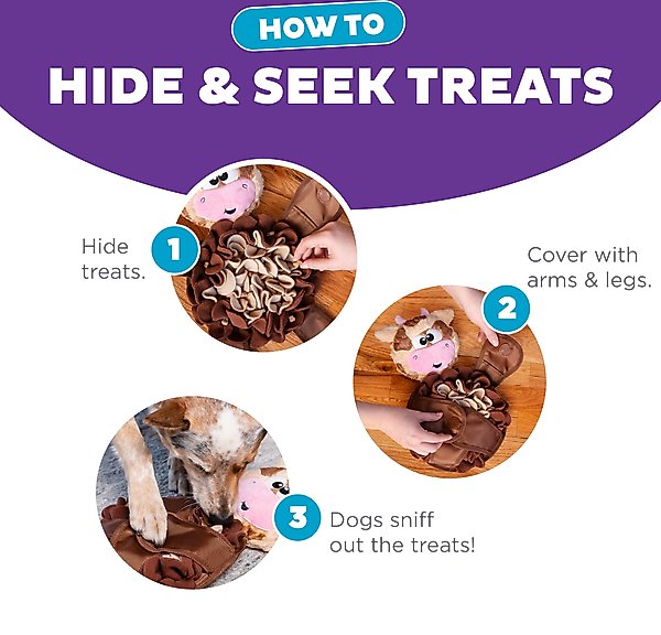 Show full view: Nina Ottosson by Outward Hound Snuffle Palz Interactive Plush Puzzle & Snuffle Mat Dog Toy, Cow slide 4 of 9