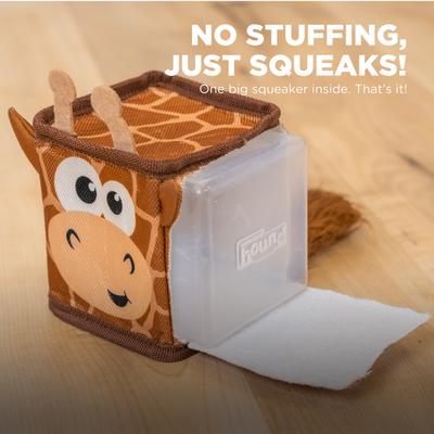 Show full view: Outward Hound Fire Biterz Cubez Giraffe Squeaky Ballistic Firehose Dog Toy, Brown slide 6 of 8