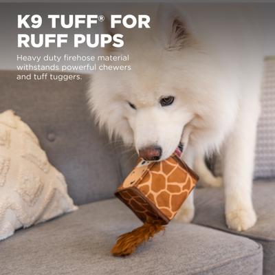 Show full view: Outward Hound Fire Biterz Cubez Giraffe Squeaky Ballistic Firehose Dog Toy, Brown slide 3 of 8