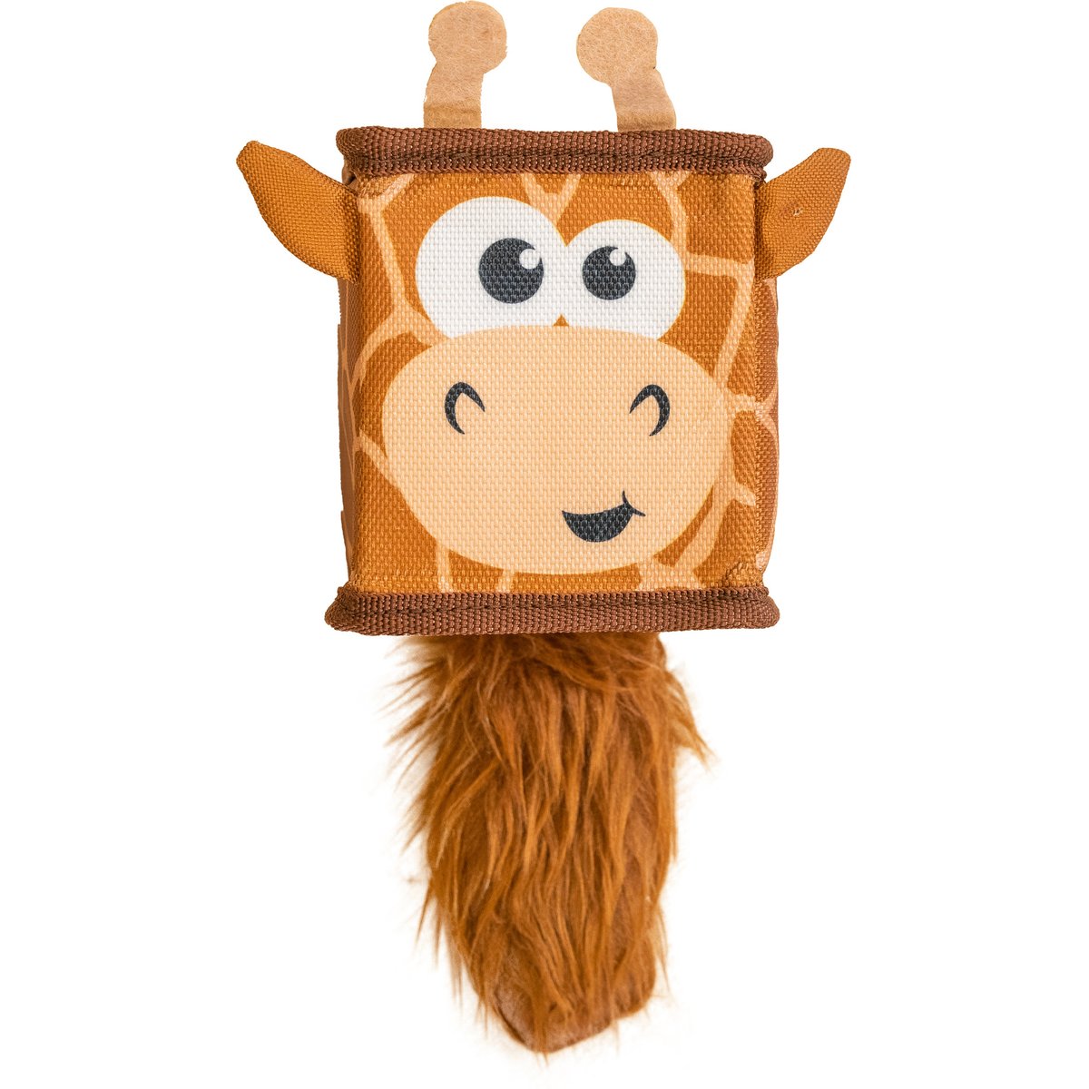 Outward Hound Fire Biterz Cubez Giraffe Squeaky Ballistic Firehose Dog Toy, Brown