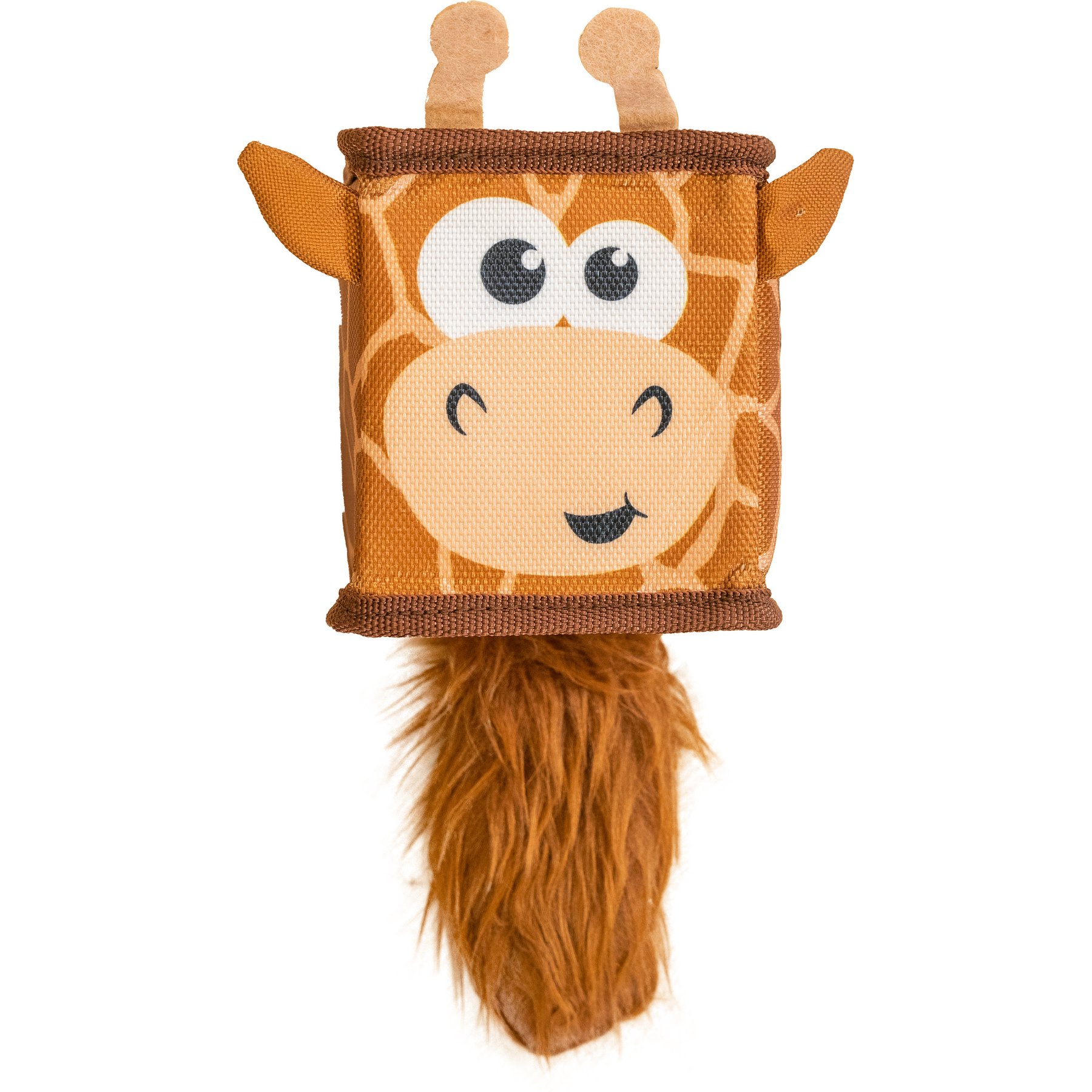 Outward Hound Fire Biterz Cubez Giraffe Squeaky Ballistic Firehose Dog Toy, Brown