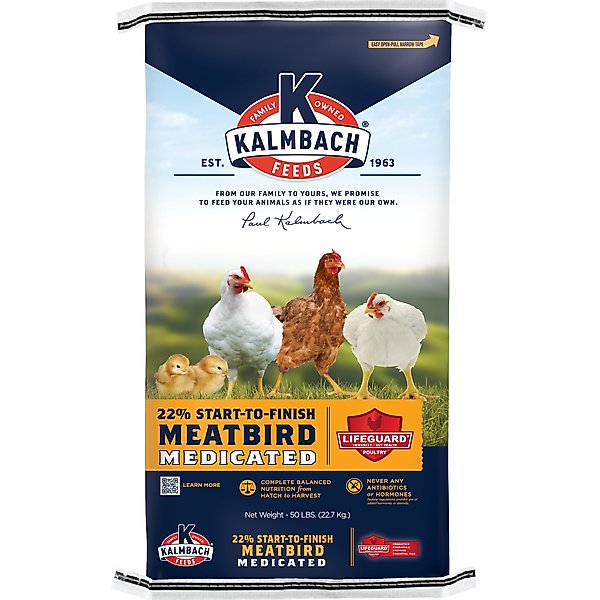Kalmbach Feeds 22% Protein Start To Finish Meatbird Medicated Crumbles Poultry Feed