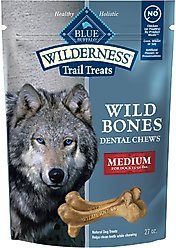 Blue Buffalo Wilderness Wild Bones Grain-Free Medium Dental Dog Treats, 27-oz bag, count varies