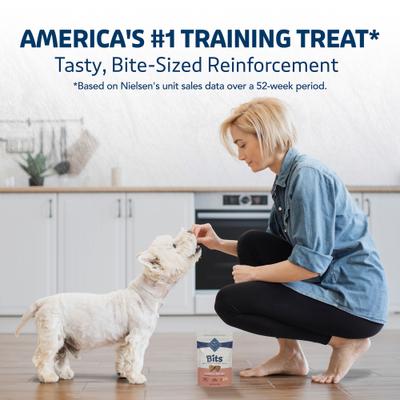 Show full view: Blue Buffalo Blue Bits Savory Salmon Recipe Chicken Free Soft-Moist Training Dog Treats, 4-oz bag slide 5 of 12