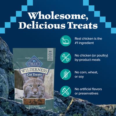 Show full view: Blue Buffalo Wilderness Chicken & Trout Grain-Free Cat Treats, 2-oz bag slide 8 of 12