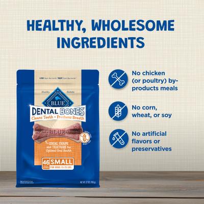 Show full view: Blue Buffalo Dental Bones Small All Natural Rawhide-Free Dental Dog Treats, 46 count slide 7 of 12