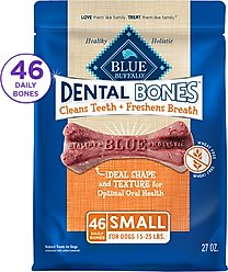 Blue Buffalo Dental Bones Small All Natural Rawhide-Free Dental Dog Treats, 46 count