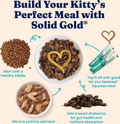 Show full view: Solid Gold Five Oceans Mackerel & Tuna Grain-Free Shreds in Gravy Wet Cat Food, 3-oz can, case of 3 slide 6 of 10