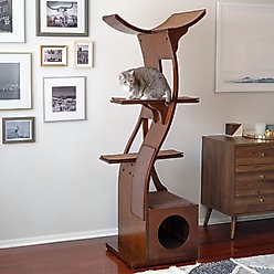 The Refined Feline Lotus 69-in Cat Tree, Mahogany