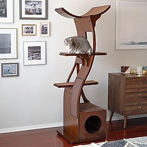 The Refined Feline Lotus 69-in Cat Tree, Mahogany