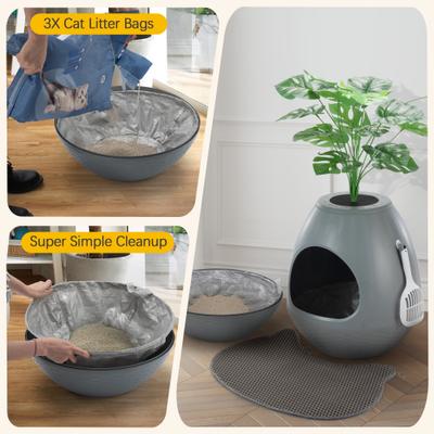 Show full view: Coziwow Smart Odor Removal System & Trap Mat Cat Litter Box, Grey slide 6 of 10