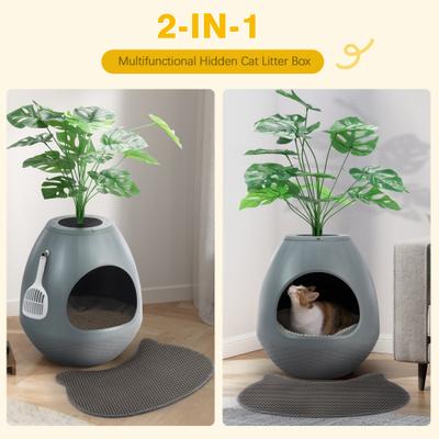 Show full view: Coziwow Smart Odor Removal System & Trap Mat Cat Litter Box, Grey slide 4 of 10