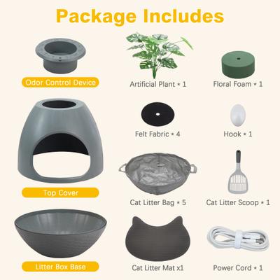 Show full view: Coziwow Smart Odor Removal System & Trap Mat Cat Litter Box, Grey slide 3 of 10