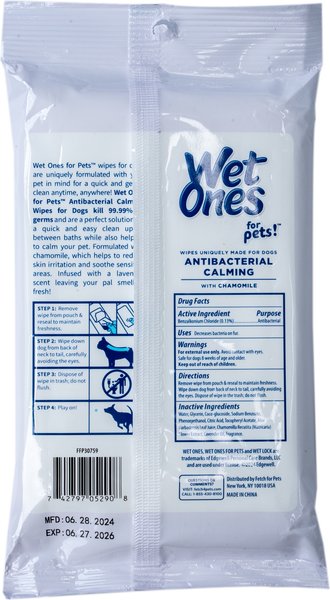 Wet Ones Antibacterial Calming Lavender Dog Wipes, 30 count