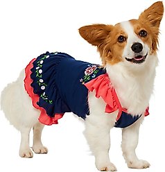 Frisco Embroidered Floral Dog & Cat Dress, Medium