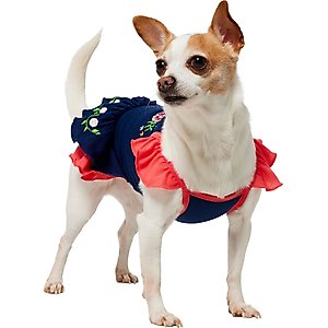 Frisco Embroidered Floral Dog & Cat Dress, X-Small
