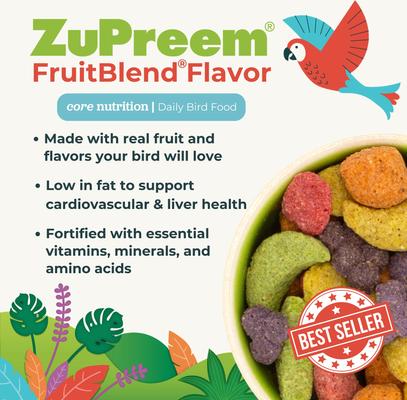 Show full view: ZuPreem FruitBlend Flavor with Natural Flavors Daily Large Bird Food, 3.5-lb bag slide 5 of 10