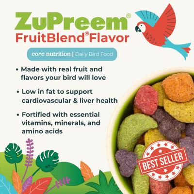 Show full view: ZuPreem FruitBlend Flavor with Natural Flavors Daily Large Bird Food, 10-lb bag slide 5 of 11