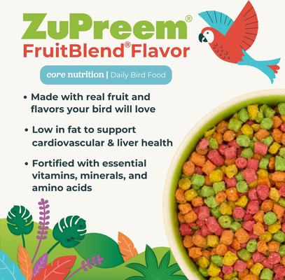 Show full view: ZuPreem FruitBlend Flavor with Natural Fruit Flavors Daily Small Bird Food, 2-lb bag slide 5 of 10