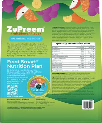 Show full view: ZuPreem FruitBlend Flavor with Natural Fruit Flavors Daily Small Bird Food, 2-lb bag slide 2 of 10