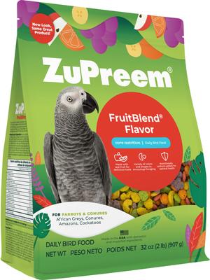 Show full view: ZuPreem FruitBlend Flavor with Natural Flavors Daily Parrot & Conure Bird Food, 2-lb bag slide 3 of 10