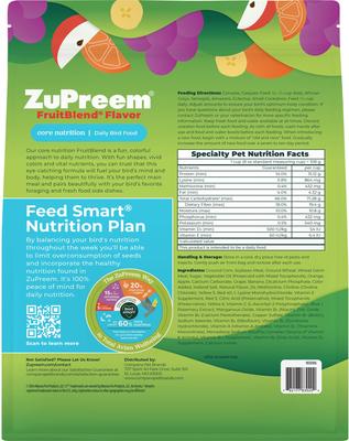 Show full view: ZuPreem FruitBlend Flavor with Natural Flavors Daily Parrot & Conure Bird Food, 2-lb bag slide 2 of 10