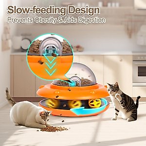 Cozypal 2 in 1 Cat Interactive Toy & Slow Feeder, Orange