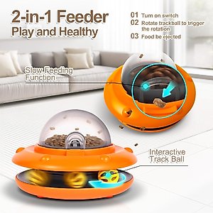 Cozypal 2 in 1 Cat Interactive Toy & Slow Feeder, Orange