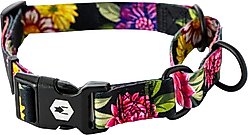 Wolfgang Heavy Duty DarkFloral Martingale Dog Collar with Quick Release, Medium: 12 to 18-in neck, 1-in wide