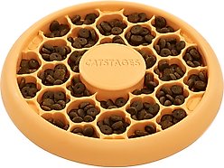 Catstages Non-Skid Slow Feeder Cat Bowl, Orange, 0.5-cup