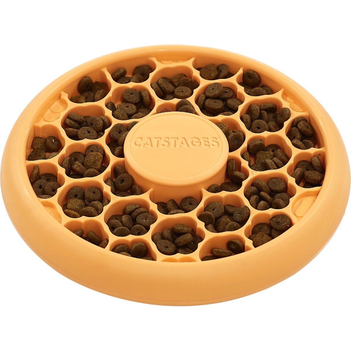 Catstages Non-Skid Slow Feeder Cat Bowl, Orange, 0.5-cup