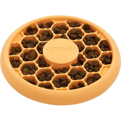 Catstages Catstages Non-Skid Slow Feeder Cat Bowl, Orange, 0.5-cup