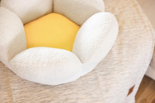 Show full view: Catstages Indoor Purrfect Petals Washable Flower Shaped Round Bolster Plush Cat Bed, White slide 9 of 11