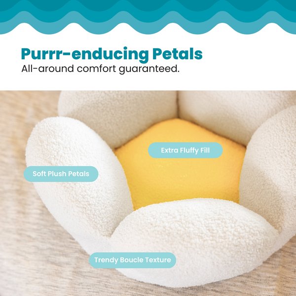 Catstages Indoor Purrfect Petals Washable Flower Shaped Round Bolster Plush Cat Bed