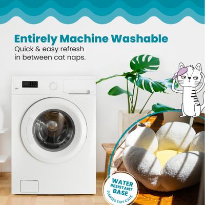 Show full view: Catstages Indoor Purrfect Petals Washable Flower Shaped Round Bolster Plush Cat Bed, White slide 3 of 11