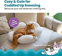 Catstages Indoor Purrfect Petals Washable Flower Shaped Round Bolster Plush Cat Bed, White slide 2 of 9