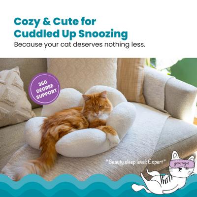 Show full view: Catstages Indoor Purrfect Petals Washable Flower Shaped Round Bolster Plush Cat Bed, White slide 2 of 11