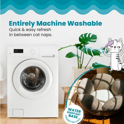 Show full view: Catstages Indoor Purrfect Petals Washable Flower Shaped Round Bolster Plush Cat Bed, Tan slide 4 of 12