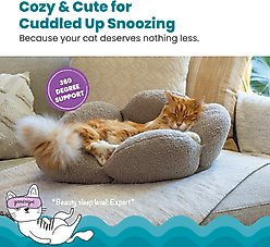 Catstages Indoor Purrfect Petals Washable Flower Shaped Round Bolster Plush Cat Bed, Tan slide 2 of 9
