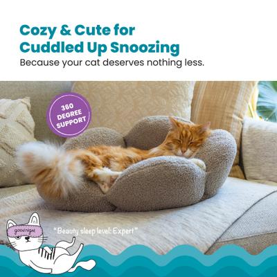 Show full view: Catstages Indoor Purrfect Petals Washable Flower Shaped Round Bolster Plush Cat Bed, Tan slide 3 of 12