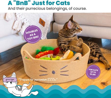 Show full view: Catstages Retreat 2-in-1 Bolster with Removable Cover, Cushion, Plush & Cotton Rope Cat Bed, Tan slide 3 of 11