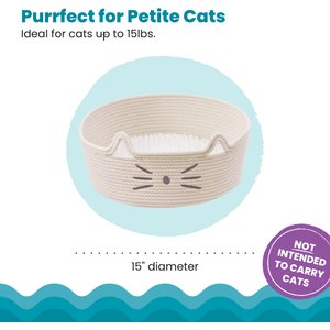 Catstages Retreat 2-in-1 Bolster with Removable Cover, Cushion, Plush & Cotton Rope Cat Bed, White