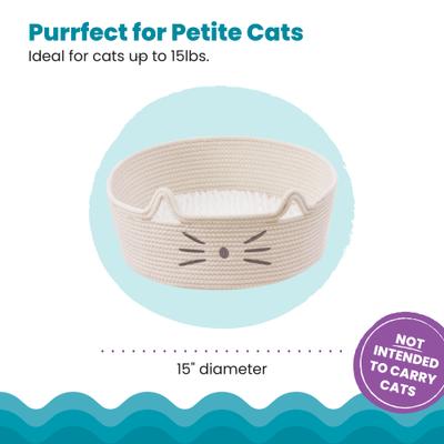 Show full view: Catstages Retreat 2-in-1 Bolster with Removable Cover, Cushion, Plush & Cotton Rope Cat Bed, White slide 5 of 11