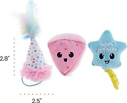 Catstages Happy Purrthday Birthday Themed Blend Cat Plush Toy with Catnip, 3 count, Multicolor slide 2 of 8